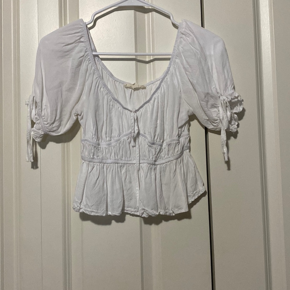 White crop top off the shoulder blouse